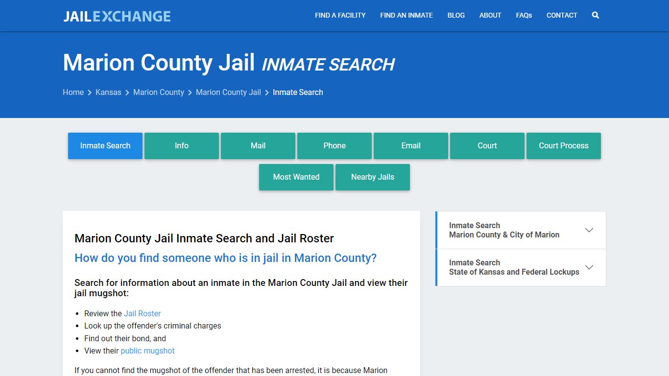 Inmate Search: Roster & Mugshots - Marion County Jail, KS